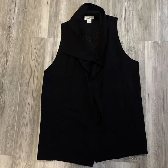 Vintage EMMELLE Black Sleeveless Open Blazer Size Small - Made In The USA - Picture 4 of 9